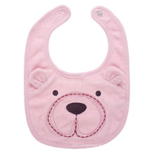 Babete promocional de bebê em toalha de algodão com urso rosa cartoon personalizado